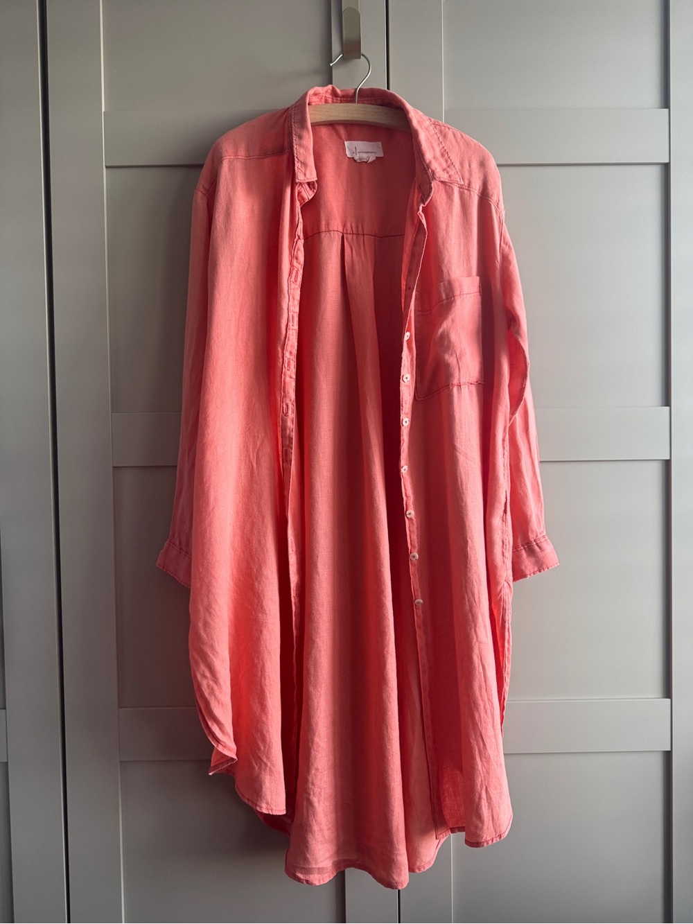 Coral Button-Up Shirt Dress by Anthropologie
